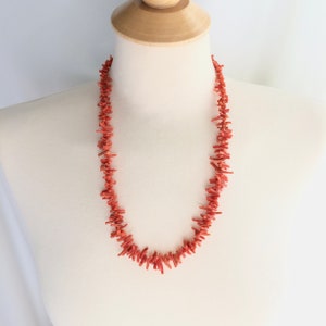 Vintage Red Coral Necklace, 24 Inches with Silver Box Clasp