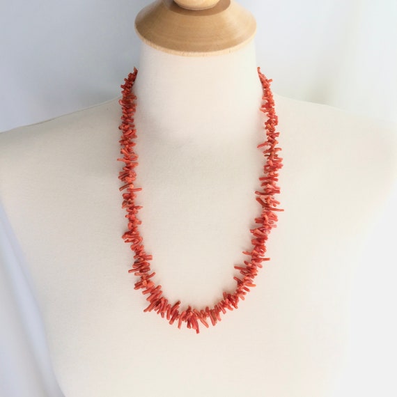 Collier Mi-long En Corail Vintage - Rouge - Années 1970/1980 - Bel état
