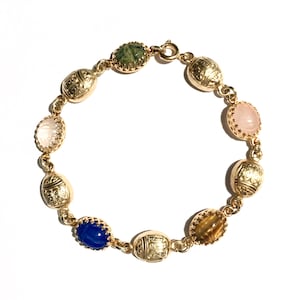 Scarab Bracelet, Gold Filled Jewelry, Dainty Gemstone Beetles