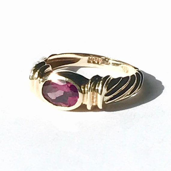 Vintage Pink Sapphire Ring, 10K Yellow Gold Jewel… - image 7