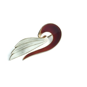 Vintage Modernist Enamel Brooch, Sterling Silver Scandinavian Jewelry