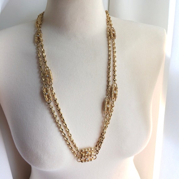 Double Chain Necklace Set, Convertible Gold Tone … - image 6