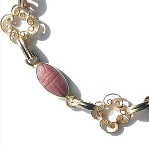 Vintage Jewelry Colorful Gold Filled Scarab Bracelet, Dainty Jewelry with Gemstone and Gold Filigree Links immagine 8