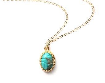 Turquoise Scarab Necklace, 14K Gold Fill, Sleeping Beauty Stone