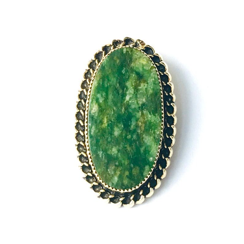 Vintage Jade Brooch Gold Filled Jewelry Oval Nephrite - Etsy
