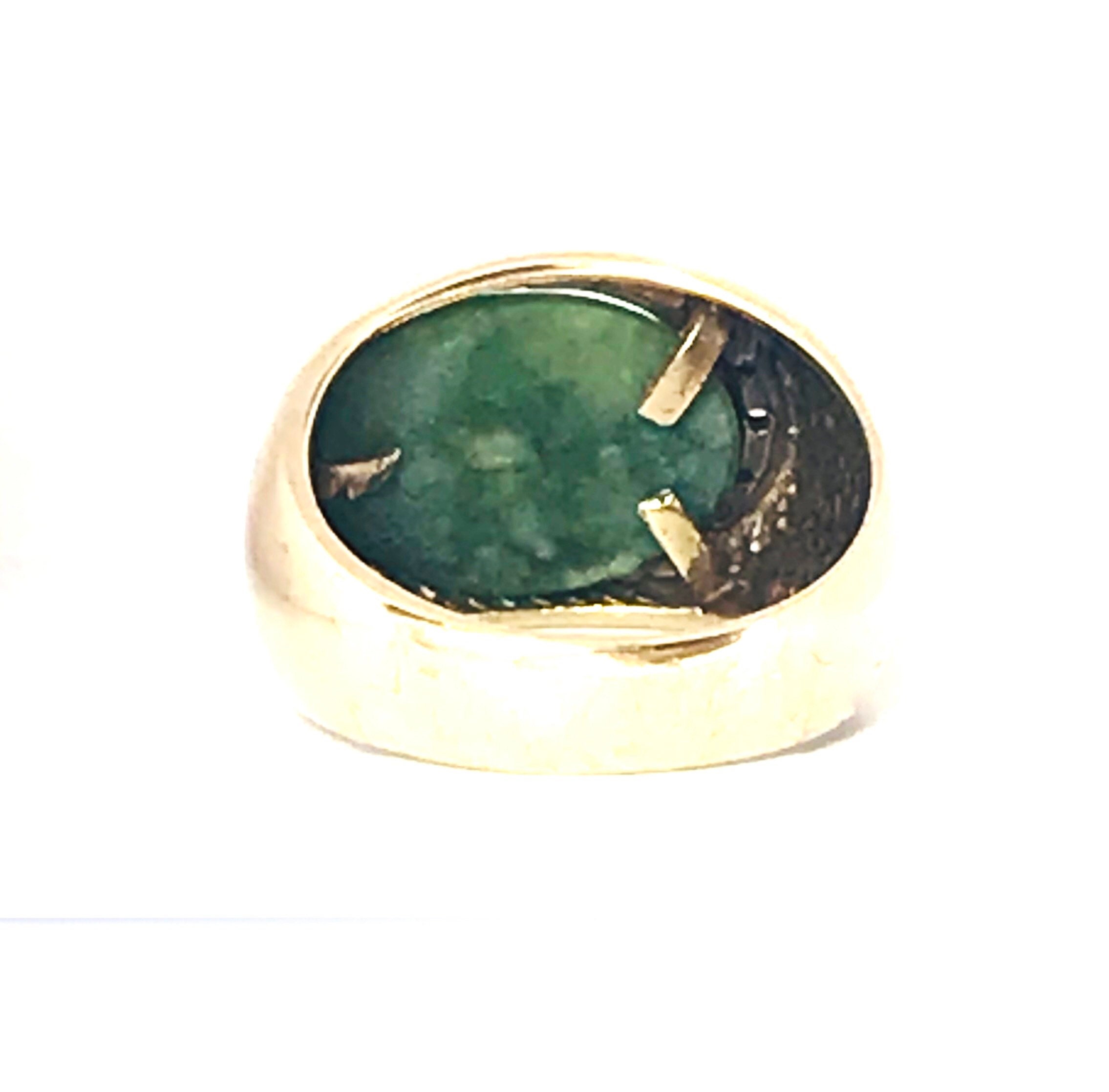 Gold Signet Ring Jade and Diamonds | Etsy