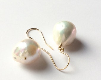 Baroque Pearl Earrings, 14K Gold Filled Handmade Jewelry, Mothers Day Gift