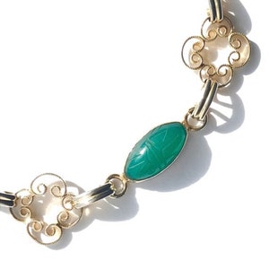 Vintage Jewelry Colorful Gold Filled Scarab Bracelet, Dainty Jewelry with Gemstone and Gold Filigree Links immagine 9