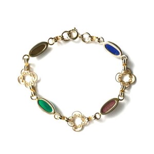 Vintage Jewelry Colorful Gold Filled Scarab Bracelet, Dainty Jewelry with Gemstone and Gold Filigree Links immagine 5
