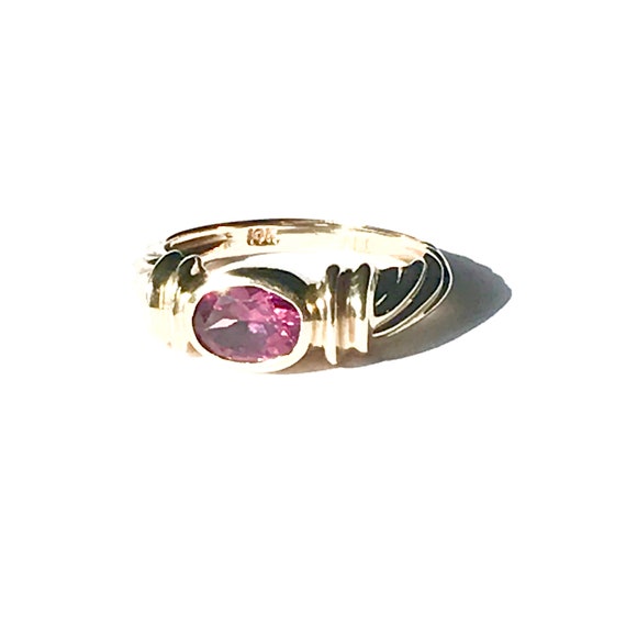 Vintage Pink Sapphire Ring, 10K Yellow Gold Jewel… - image 9