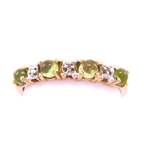 Ring Vintage Peridot Cabochon Gems 10K Gold Band