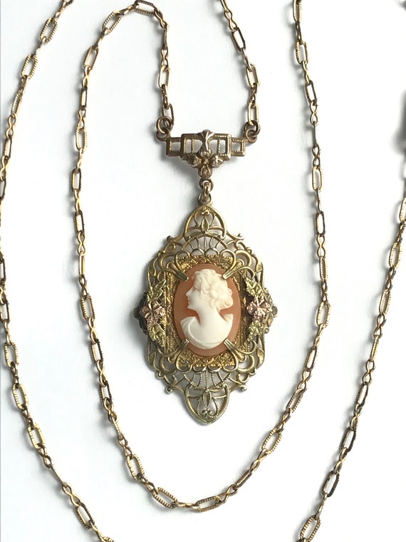 Antique Cameo Necklace, Gorgeous Art Nouveau Laval