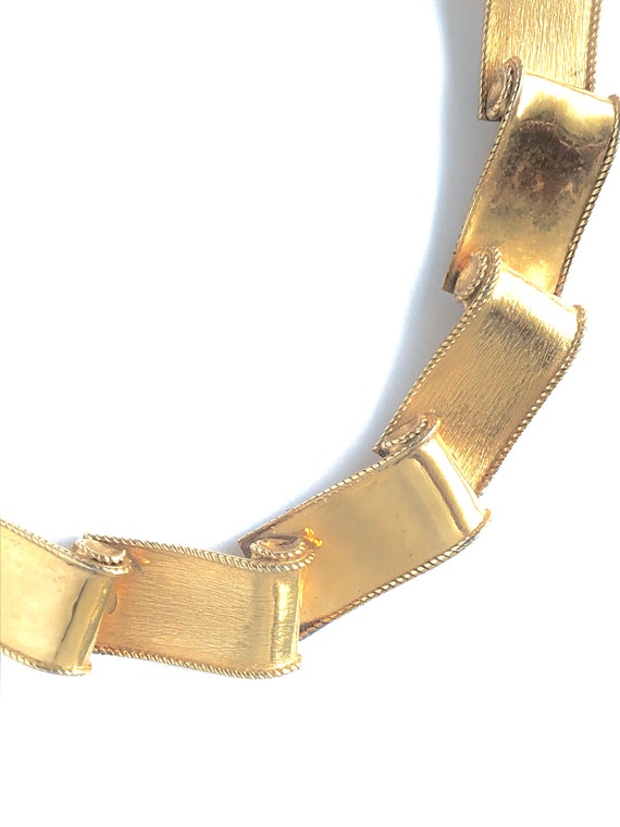 Vintage Choker Necklace, Gold Tone Linked Chain, … - image 3