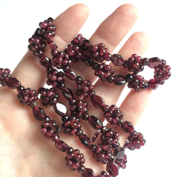 Vintage Beaded Garnet Necklace, Hippie Jewelry, G… - image 9