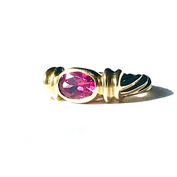 Vintage Pink Sapphire Ring, 10K Yellow Gold Jewel… - image 3