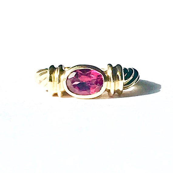 Vintage Pink Sapphire Ring, 10K Yellow Gold Jewel… - image 1