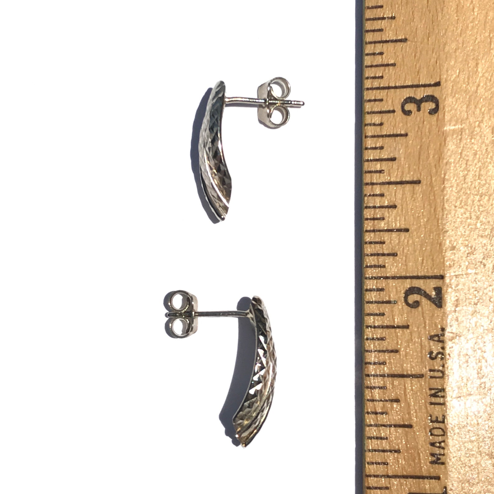 14 Karat Gold Plated Long Bar w/Circle Post Earrings
