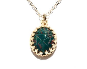 Bloodstone Dainty Pendant Gold Filled Jewelry, Pendant Necklace, Earrings, or Pendant Only