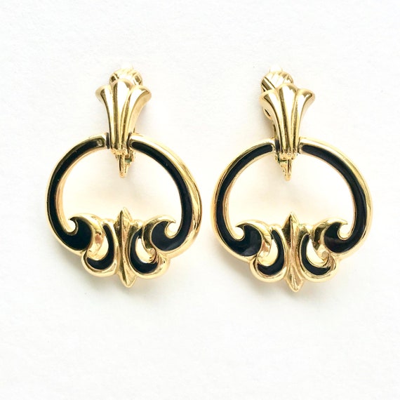 TRIFARI Earrings, Door Knocker Clip On Style, Gol… - image 3