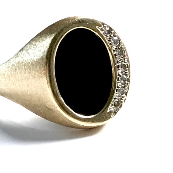 14k Onyx Signet Ring With Diamonds Gem 14k Onyx Signet Ring With Diamonds Gem
