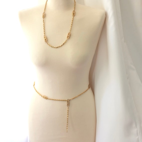 Double Chain Necklace Set, Convertible Gold Tone … - image 9