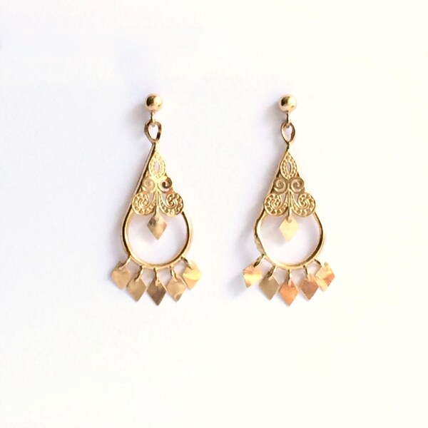 Dainty Earrings 14K Gold Chandelier Delicate Dangle Earrings, JCM Earrings