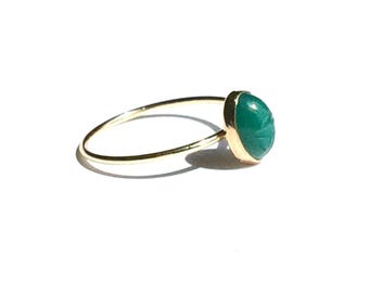 Gold Filled Stackable Ring with Vintage Gemstone Scarab, Dainty Rings
