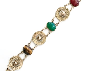 Vintage Scarab Bracelet, VAN DELL Gold Filled Jewelry