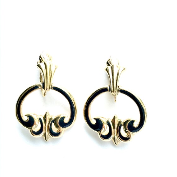 TRIFARI Earrings, Door Knocker Clip On Style, Gol… - image 1