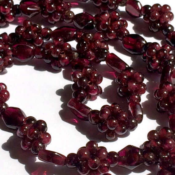 Vintage Beaded Garnet Necklace, Hippie Jewelry, G… - image 6