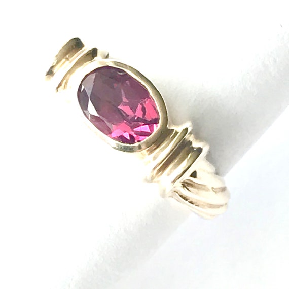 Vintage Pink Sapphire Ring, 10K Yellow Gold Jewel… - image 5