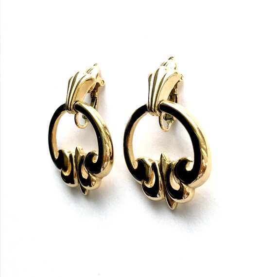 TRIFARI Earrings, Door Knocker Clip On Style, Gol… - image 6