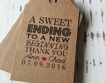 Favor Tags - Thank You Tags - A Sweet Ending Tag -  Personalized Tags - Graduation - Wedding Favor Tags - Baby Shower