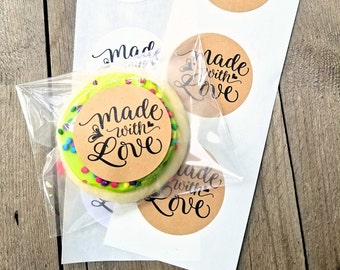 Wedding Favor Stickers - Made With Love - Baby Shower Favors - Thank You Stickers - Party Favors - Baking Supplies - Rustic Wedding - Labels