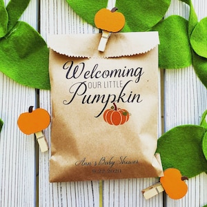 Baby Shower Favor Bags - Little Pumpkin - Baby on the way - Party Favors - Birthday Favors - Candy Bags- Favor Bags