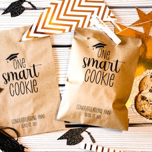 High School Graduation Favor Bags - College Grad Party Favors - One Smarty Cookie -Senior 2024 graduation party supplies