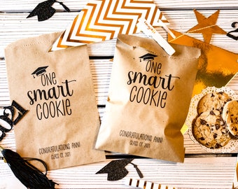 High School Graduation Favor Bags - College Grad Party Favors - One Smarty Cookie -Senior 2023 graduation party supplies