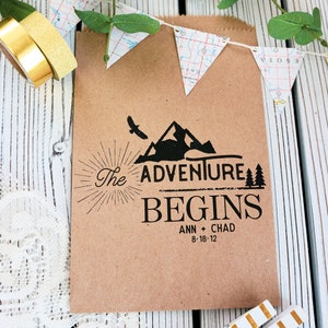 The Adventure Begins Wedding Favor Bags | The Adventure Begins  Baby Shower Favors | Wedding Favor Stickers and party supplies