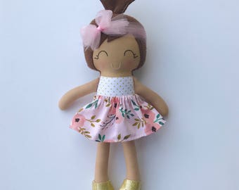 Cloth doll - fabric doll - handmade doll - rag doll - girls room decor - girls toy - dress up doll - nursery decor - baby gift - heirloom