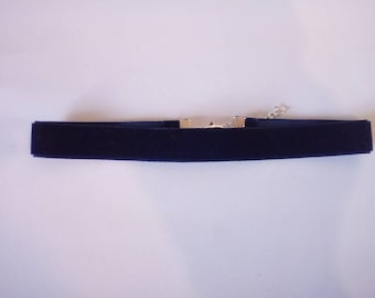 Navy blue velvet choker gothic goth emo victorian