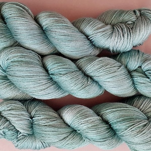 Hand dyed ‘Sage’ non superwash merino/silk fingering  weight yarn