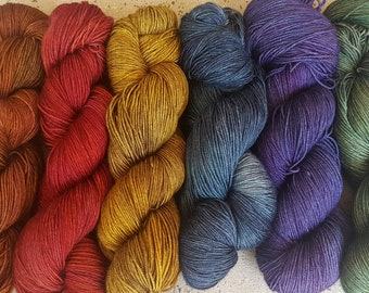 Dyed to order yak/silk/merino fingering yarn
