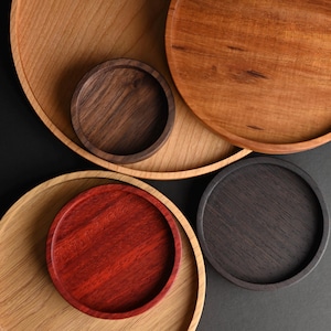Round Wood Tray: Cherry, Hawaiian Koa, Padauk, Walnut, Wenge, White Oak