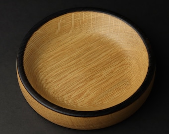 6.5” Woodturned Tray / Bowl - White Oak with Blackened Rim