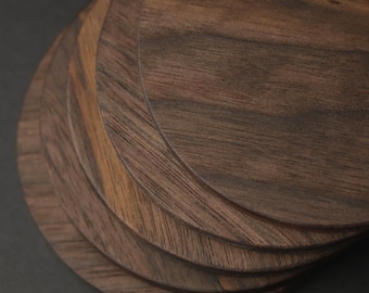 5 Coasters - Black Walnut Wooden Round Coaster Set / with or without cork bottom