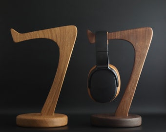 Headphone Stand - Various Wood Species / Holder  (Solid Wood) - Over-the-ear headphone storage