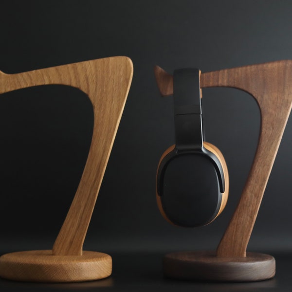 Headphone Stand - Various Wood Species / Holder  (Solid Wood) - Over-the-ear headphone storage