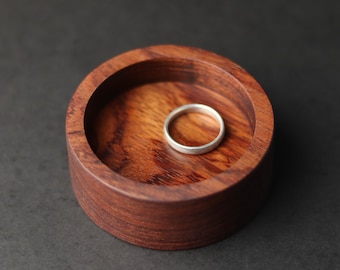 3" Bubinga Wood Ring Holder, Small Round Dish, Exotic Wood / Wooden Gift