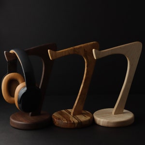 Solid Wood Headphone Stand: Over-Ear Headphone Holder