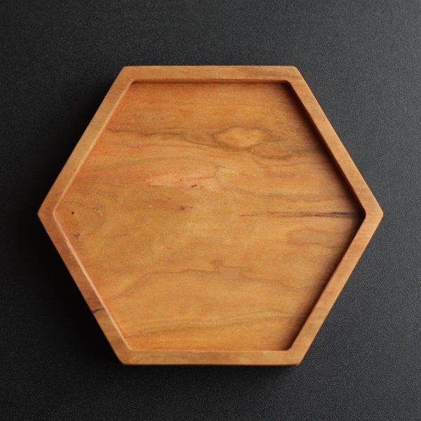 Hexagon Tray - 5.5" / Cherry Wood / Natural Home Decor